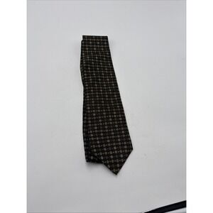 Milano Uomo 100% Imported Silk Tie Made In USA Green W/Brown Dots Classic Length